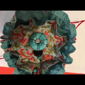 new pull string blue n flowery jewelry pouch!